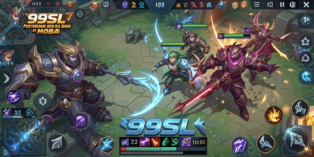 Tampilan gameplay MOBA yang seru dan menegangkan di 99SL.