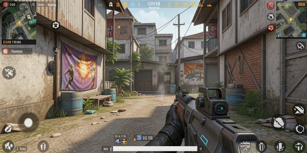 Screenshot gameplay CANVA168 menampilkan aksi tembak-menembak yang mendebarkan.