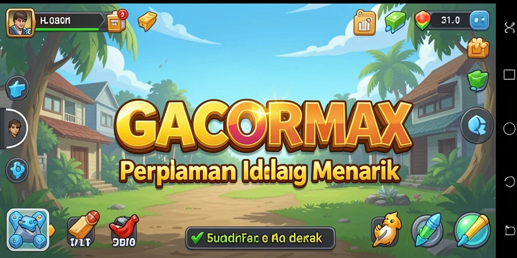 Tampilan gameplay GACORMAX menunjukkan kemajuan karakter secara otomatis.
