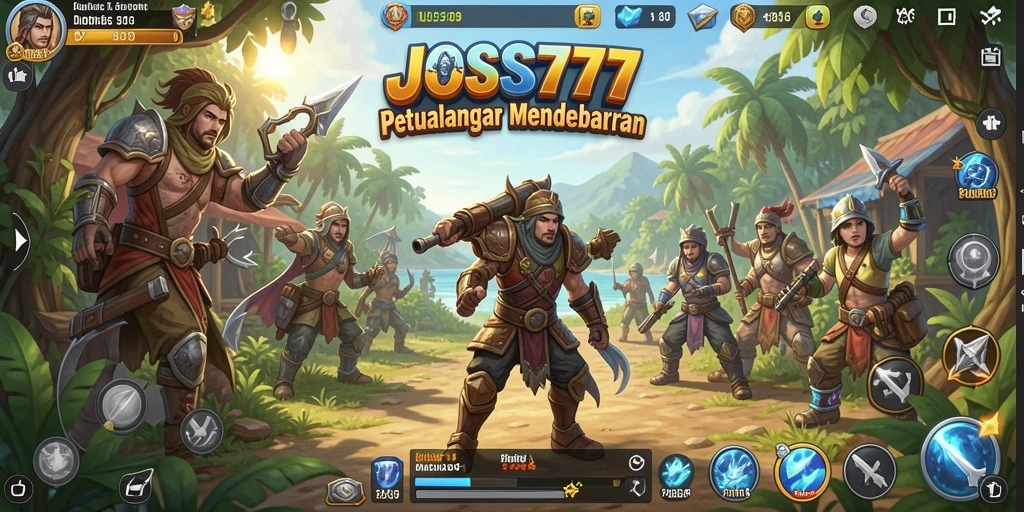 Tangkapan layar utama memperlihatkan eksplorasi dunia terbuka JOSS777.