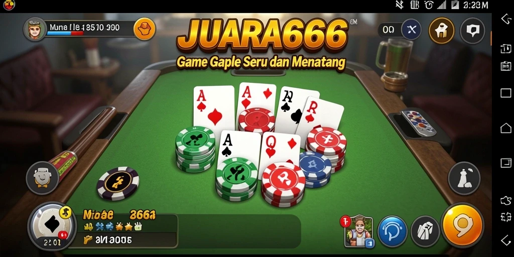 Tampilan gameplay JUARA666 dalam permainan Gaple yang seru.