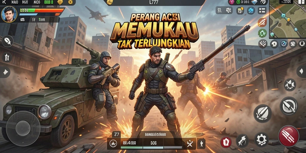 Tangkapan layar utama L777 menampilkan aksi pertarungan epik dalam grafis yang menawan.