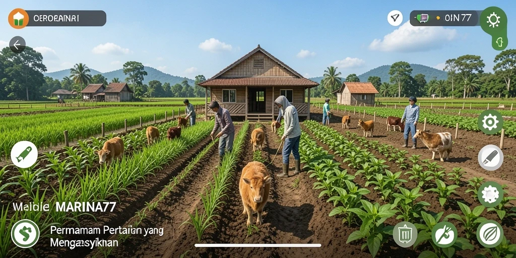 Tangkapan layar permainan MARINA77 dengan tampilan kebun yang hijau dan segar.