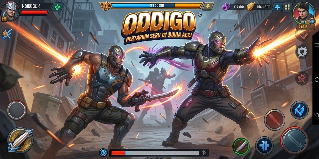 Screenshot gameplay ODDIGO dengan pertarungan yang intens.