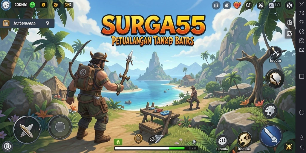 Screenshot gameplay SURGA55 menunjukkan petualangan seru di dunia terbuka.
