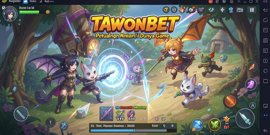 Tampilan gameplay seru dari TAWONBET dengan karakter anime yang unik.