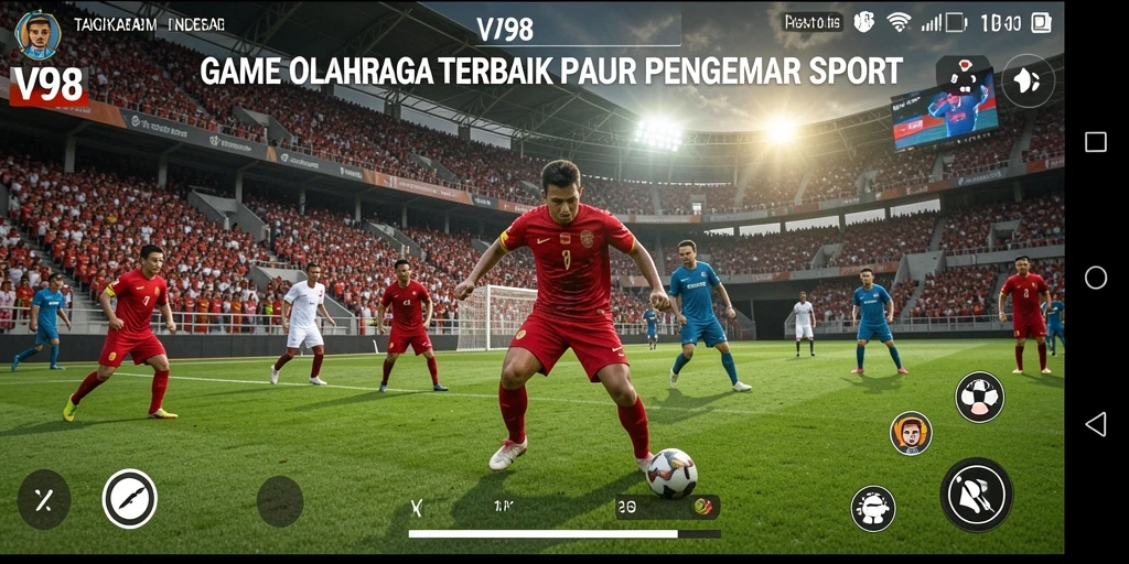 Tampilan gameplay V98 dengan aksi olahraga yang mendebarkan.