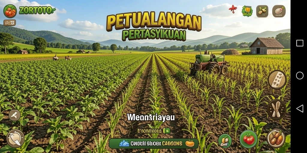 Screenshot ZORTOTO menampilkan gameplay pertanian yang seru dan interaktif.